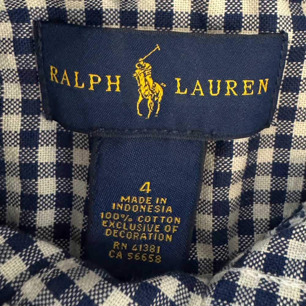 Ralph Lauren Navy and White Checkered Shirt - Picture 2 of 3